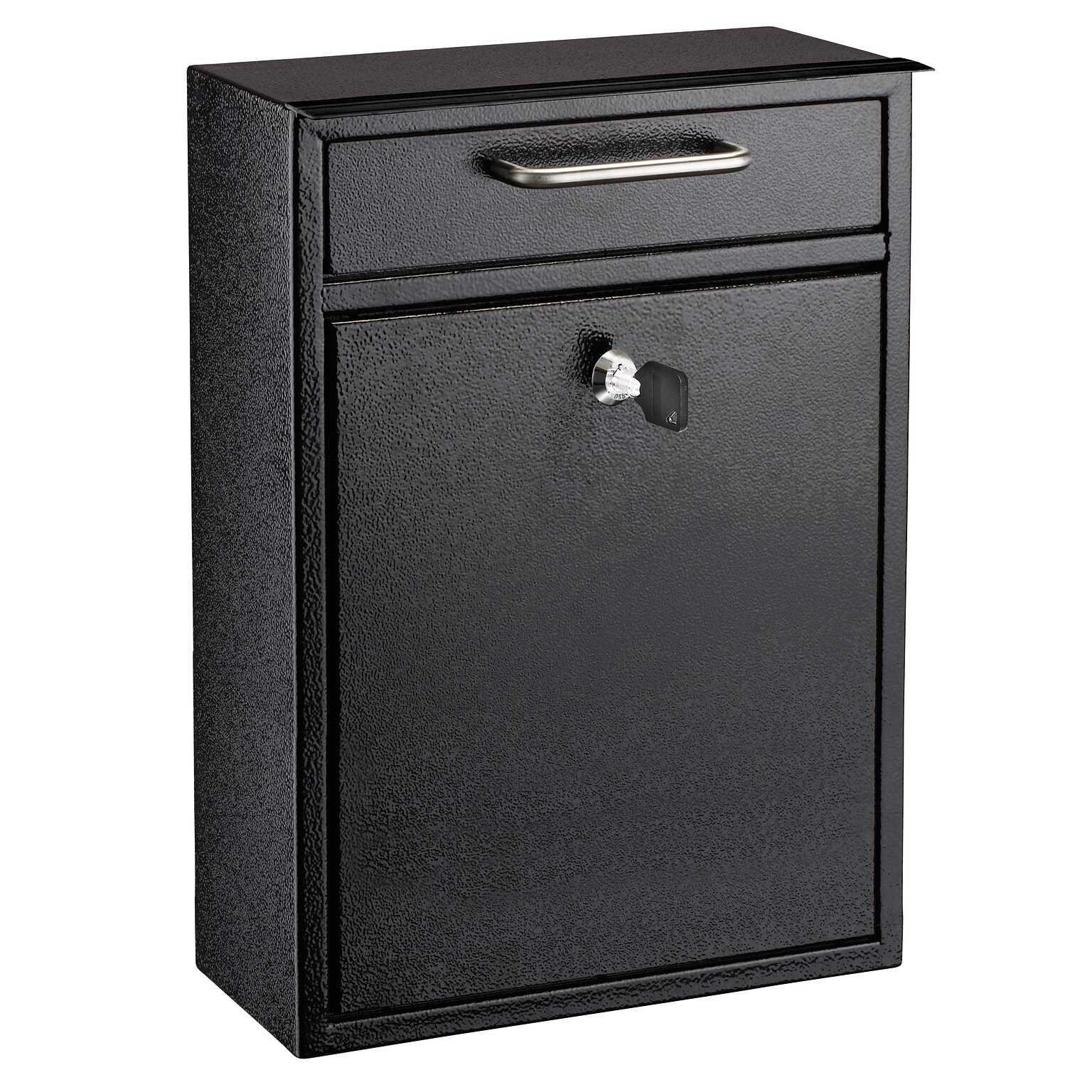 AdirOffice Steel Large Wall Mounted Drop Box Interoffice Mailbox, Key Lock, Black (631-04-BLK-PKG)