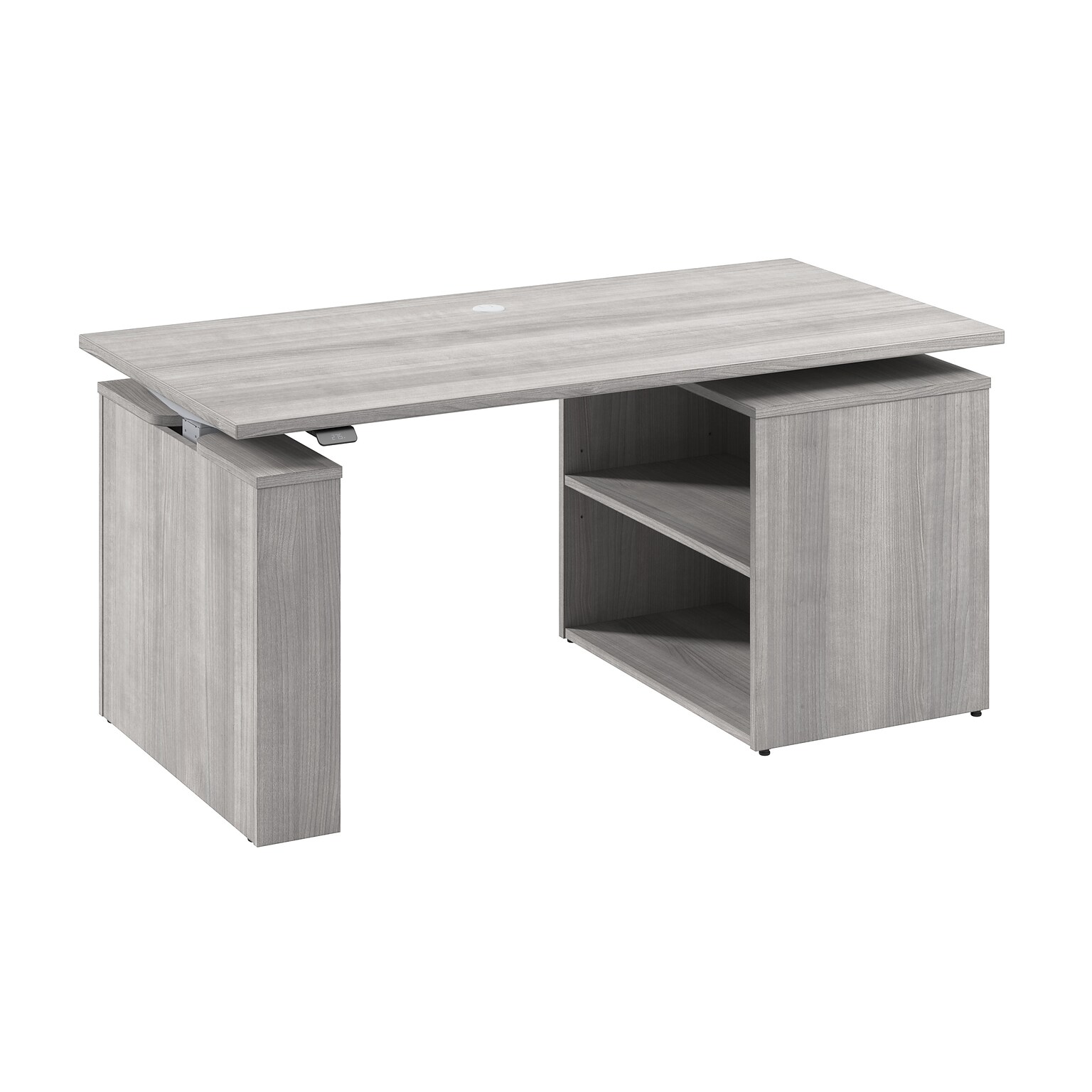 Bush Business Furniture Stratus 60W Electric Adjustable Standing Desk with Bookcase, Platinum Gray (SUT005PG)