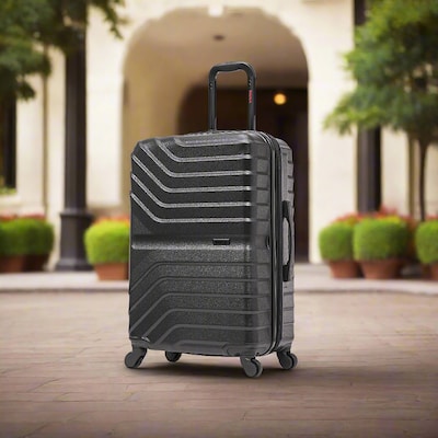 InUSA Aurum 25.98 Hardside Suitcase, 4-Wheeled Spinner, TSA Checkpoint Friendly, Black (IUAUR00M-BLK)