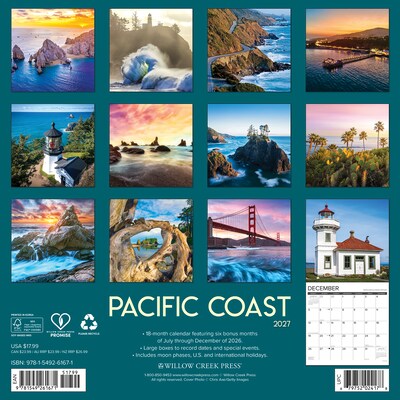 2027 Willow Creek Pacific Coast  12 x 12 Monthly Wall Calendar (61671)