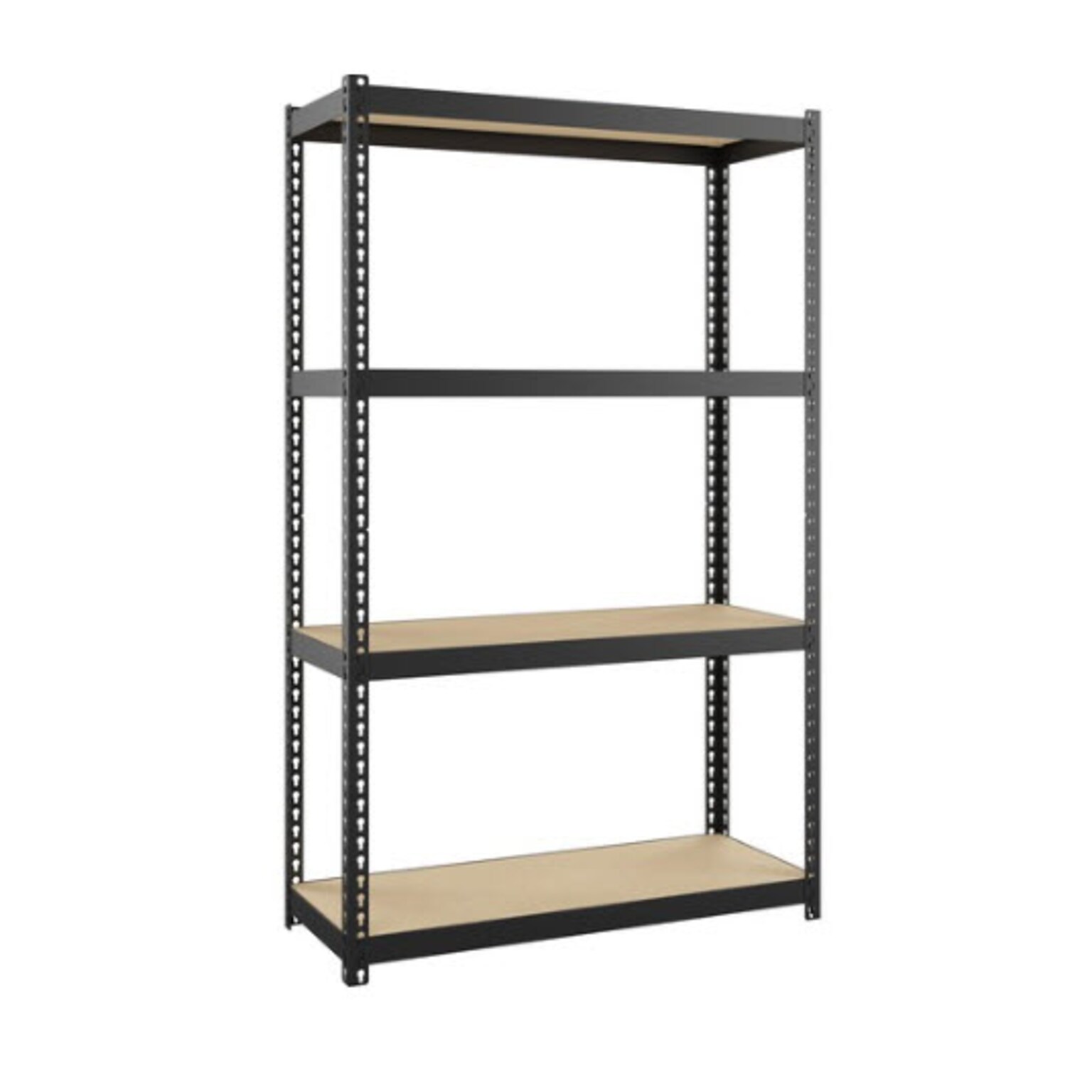 Lorell Iron Horse Narrow Riveted Shelving Unit, 200 lb. Capacity, 30W x 12D x 48H, Black/Natural (LLR66963)