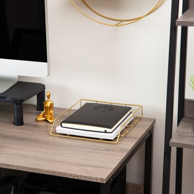 Mind Reader Metal Front Loading Letter Tray, Letter/Legal Size, Gold (PTRAY-GLD)