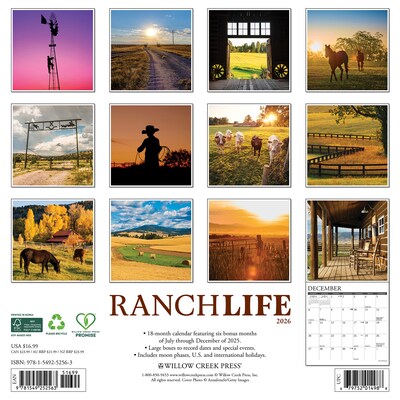 2026 Willow Creek RanchLife 12 x 12 Monthly Wall Calendar (52563)