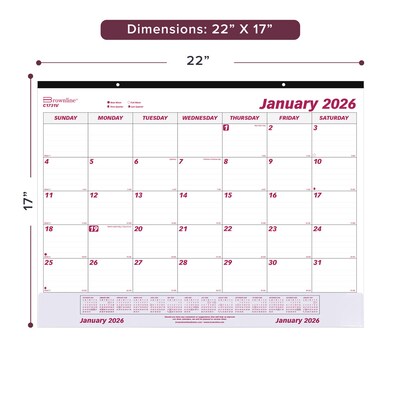 2026 Brownline Classic 22 x 17 Monthly Desk Pad Calendar, Burgundy/White (C1731V)