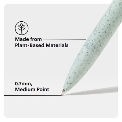 U Brands Retractable Ballpoint Pen, Medium Point, 0.7mm, Black Ink, 8/Pack (7169U01-24)