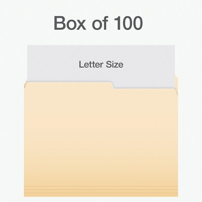 Pendaflex File Folder, 1-Tab, Right Position, Letter Size, Manila, 100/Box (1007078)