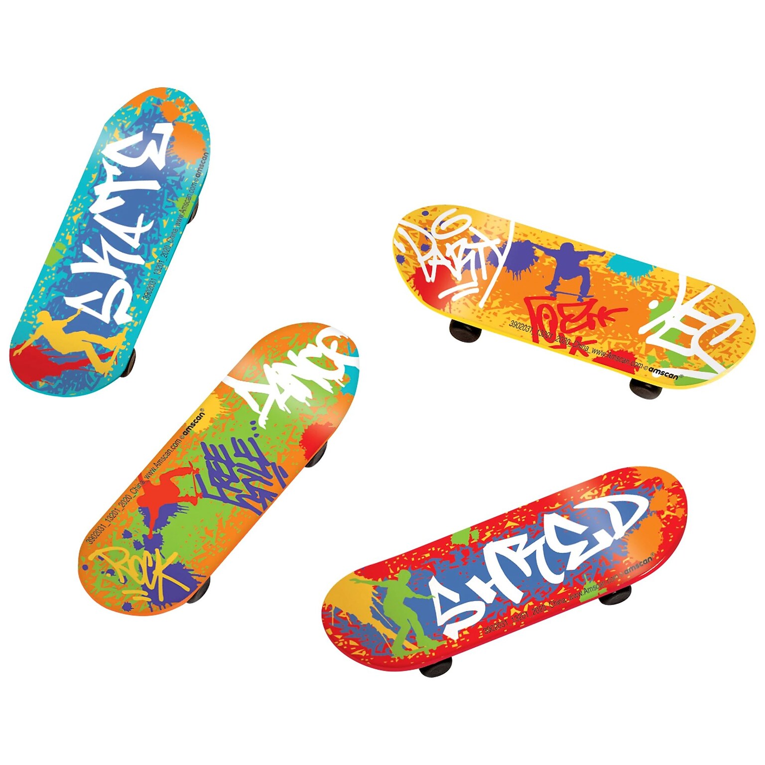 Party City Graffiti Finger Skateboards, Assorted Colors, 24/Pack (AM3902031-NS)
