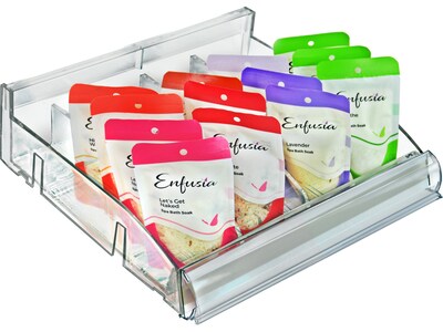 Azar 3.5 x 12 Pegboard 6-Compartment Cosmetic Tray, Clear, 2/Pack (225820-DIVIDER-2PK)
