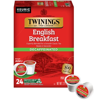 Twinings Decaf English Breakfast Black Tea, Keurig® K-Cup® Pods, 24/Box (TNA85784)