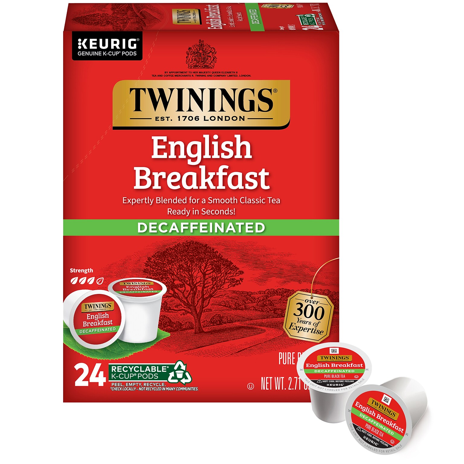 Twinings Decaf English Breakfast Black Tea, Keurig® K-Cup® Pods, 24/Box (TNA85784)