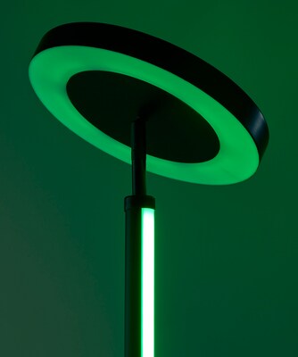 Simplee Adesso Luther LED RGB Color Changing Torchiere, 71.75"H, Black with Plastic Shade (SL0373-01)
