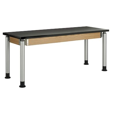 Diversified Woodcrafts Uplift! Hybrid ADA Rectangular Science Table, 72 x 24, Height Adjustable, Black/Oak (P8302BK)