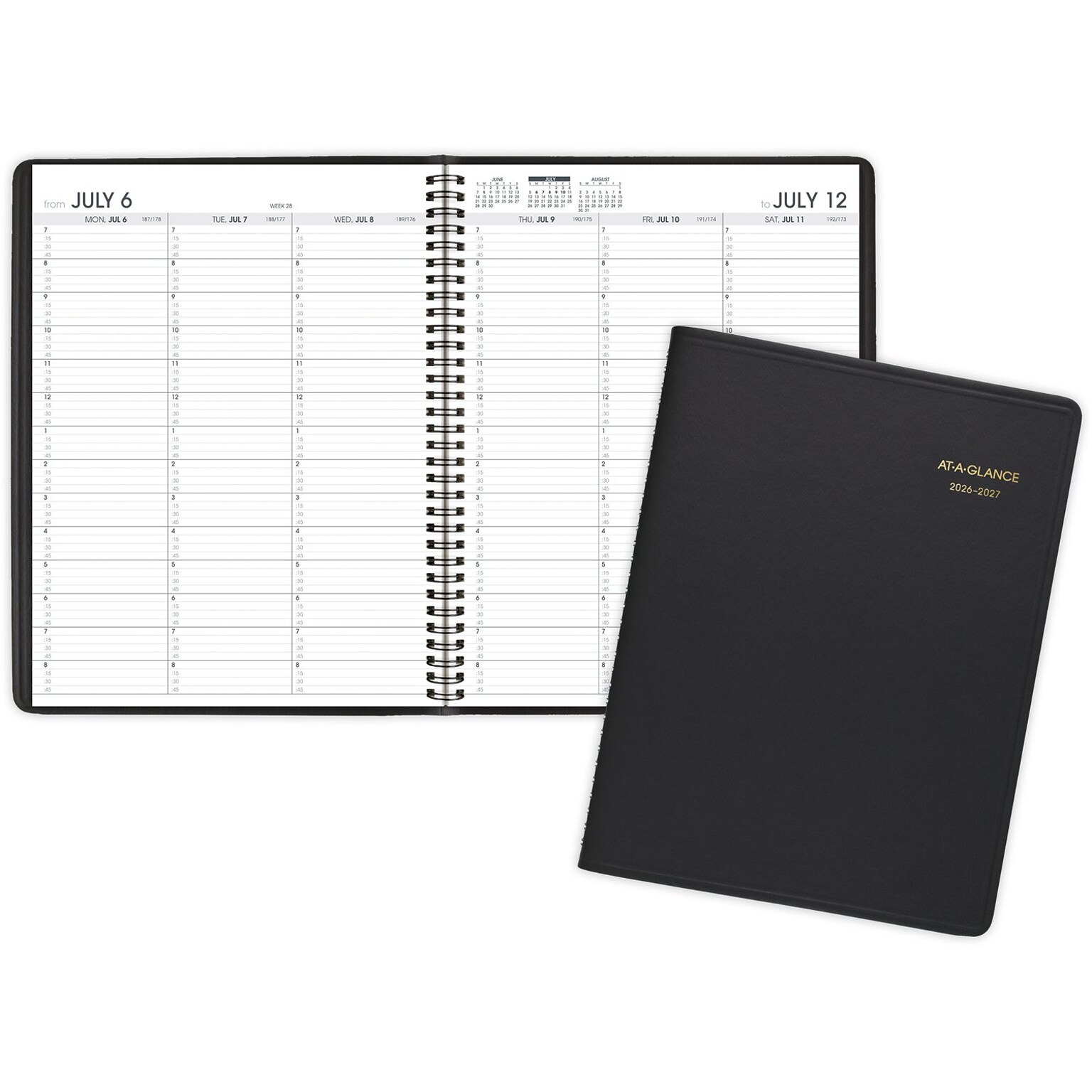 2026-2027 AT-A-GLANCE 8.25 x 11 Academic Weekly Appointment Book, Faux Leather Cover, Black (70-957-05-27)