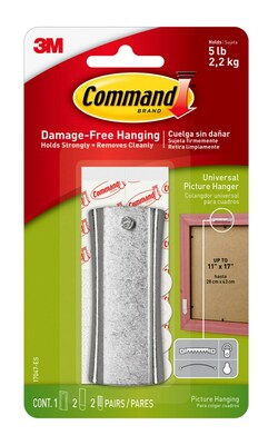 Command Large  Hanger w/ Stabilizer Strips, 5 lb., Silver (17047-ES)