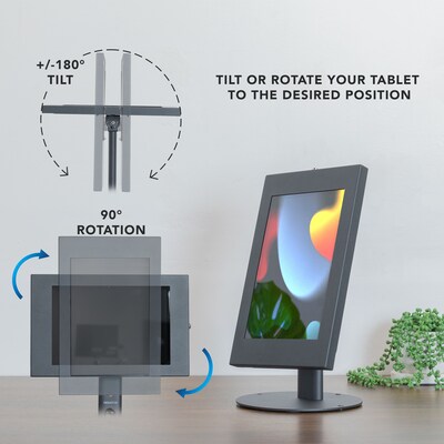 Mount-It! Anti-Theft Tablet Countertop Stand for Samsung Adjustable Desktop Stand, Black (MI-3885B)