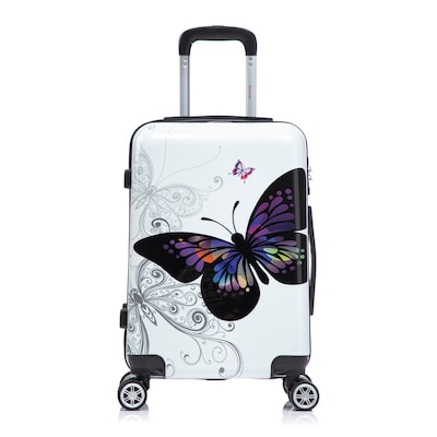 InUSA 20" Hardside Butterfly Carry-On Suitcase, 4-Wheeled Spinner, TSA Checkpoint Friendly, Butterfly (IUAPC00S-BUT)