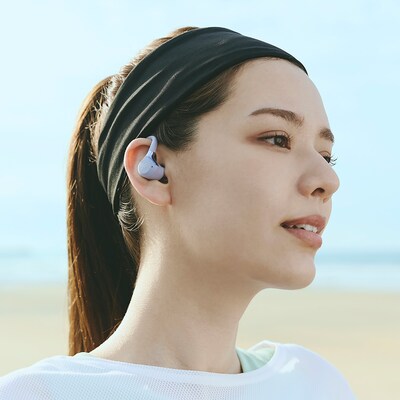 JVC Fitness True Wireless Active Noise Canceling Earbuds with Mic, Earhooks & Charging Case, Bluetooth, Violet (HA-EC75T)