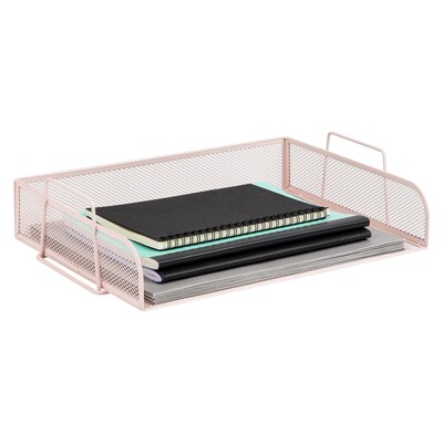 Mind Reader Metal Side Loading Stackable Letter Tray, Pink (DSTACK4-PNK)