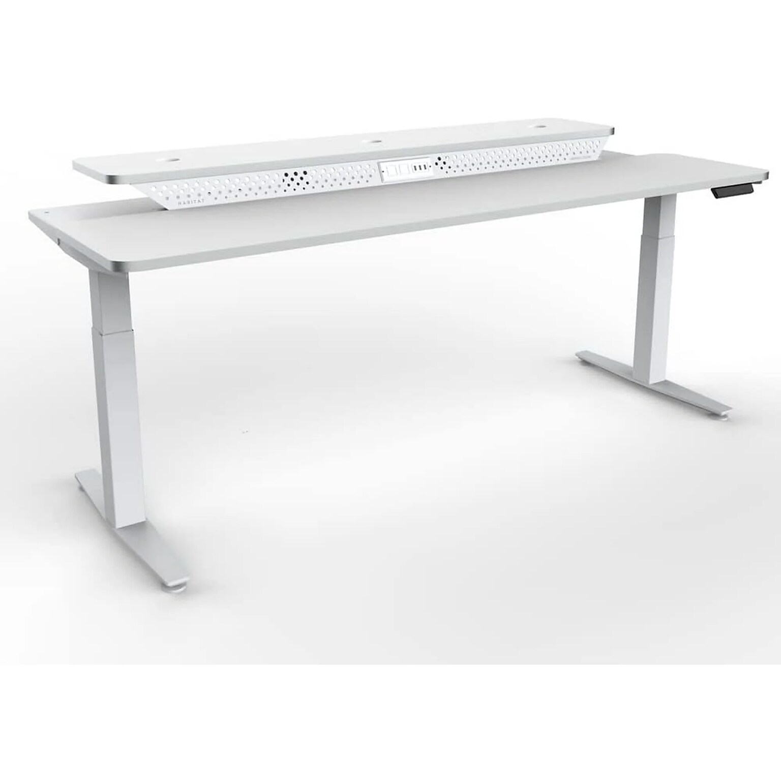 VersaDesk PowerLift Split-Level 60W Electric Rectangular Adjustable Standing Desk, White (PL2SD6030-WW)