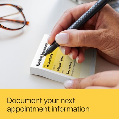 Post-it Appointment Reminder Notes, 2.9" x 2.8", Yellow/White, 50 Sheets/Pad, 24 Pads/Pack (654-24CP-NSA)