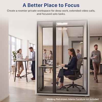 Uncaged Ergonomics Modular Acoustic Office Pod with Ventilation, Lighting and Power, Working, White (POD-W-White)