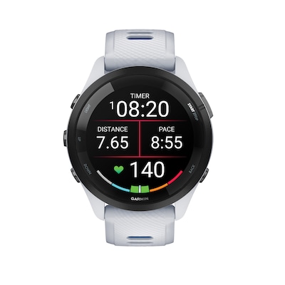 Garmin Forerunner 265 Smartwatch, GPS, 46mm, Whitestone/Tidal Blue Silicone Band (010-02810-01)
