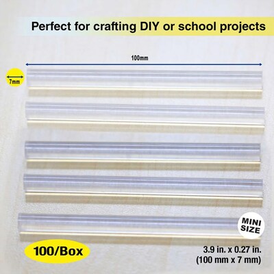 Bazic Dual-Temp Mini Hot Glue Sticks, Clear, 100/Pack, 2 Packs/Bundle(BAZ2091-2)