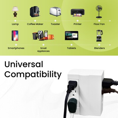 GoGreen Power 6 Outlet Swivel Wall Tap Adapter, White (GG-16000TSW)