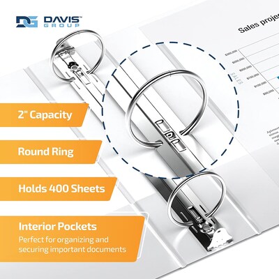 Davis Group QuickFit 2 3-Ring Standard Binders, White, 6/Pack (88030-06)