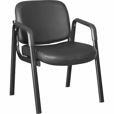 Lorell Deluxe Leather 4-Leg Guest Chair, Black (LLR84594)