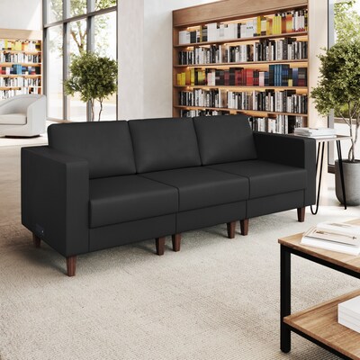 Flash Furniture Hercules Artemis LeatherSoft Reception Sofa, Black (ZB89213SBLK)