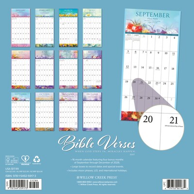 2027 Willow Creek Bible Verses 12 x 12 Monthly Wall Calendar, Assorted Colors (59173)
