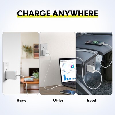 Overtime W27 65W GaN3 USB-C Wall Charger and 60W USB-C 6 ft. Cable Bundle, White (OCHW27WHBD1)