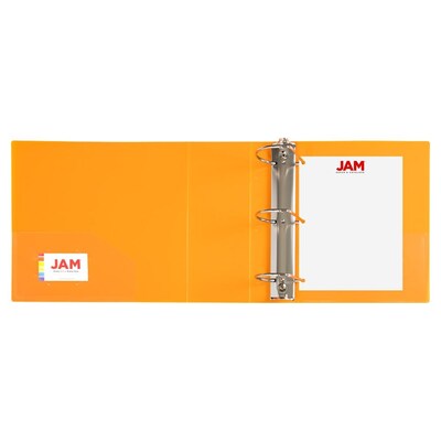 JAM Paper 4" 3-Ring Flexible Poly Binder, Orange (PB75245OR)