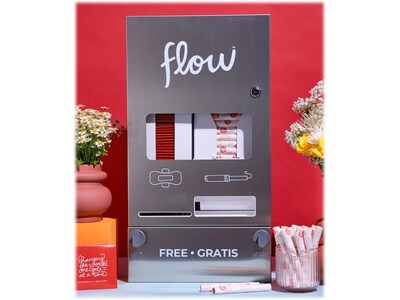 Aunt Flow Model O Stainless Steel Tampon and Pad Dispenser, Steel/White (AF-DISP-OWMS-1)