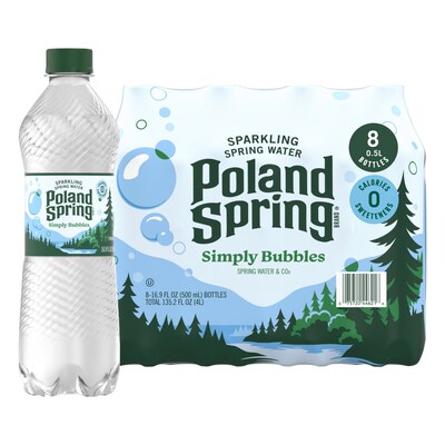 Poland Spring Simply Bubbles Sparkling Purified Water, 16.9 oz., 24/Carton (12349574)