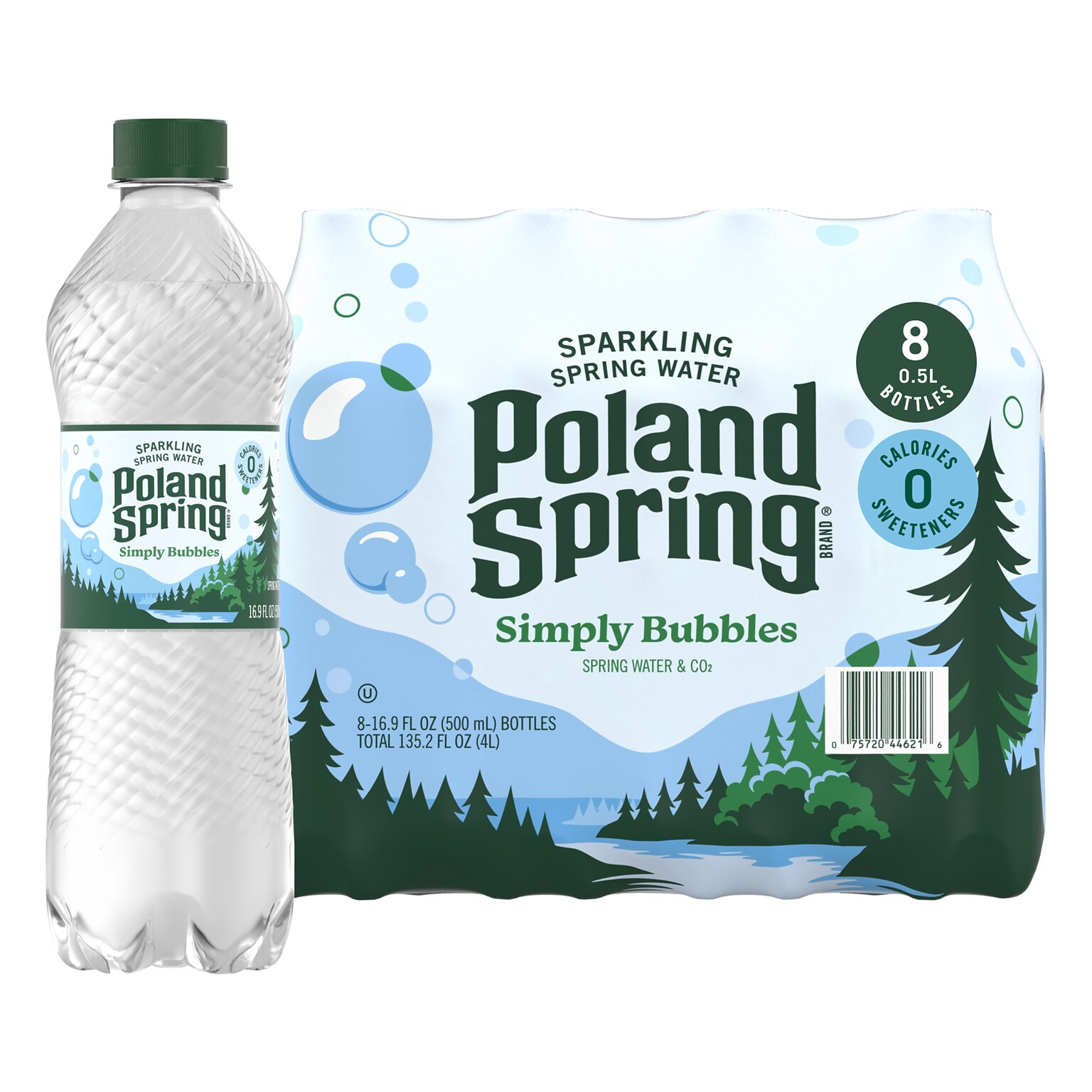 Poland Spring Simply Bubbles Sparkling Purified Water, 16.9 oz., 24/Carton (12349574)