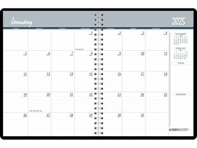 2025-2029 House of Doolittle 8.5 x 11 Monthly Planner, Faux Leather Cover, Black (262502-25)