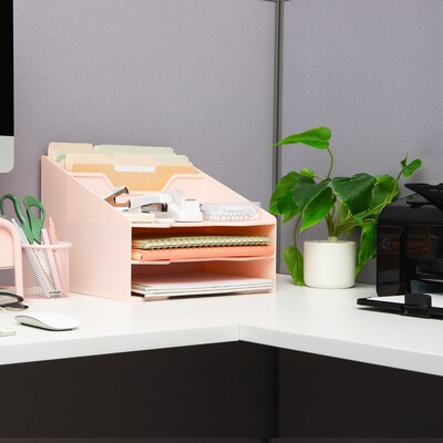 Mind Reader 5-Compartment Plastic Desk Tray, Pink (ANCHBOX5-PNK)