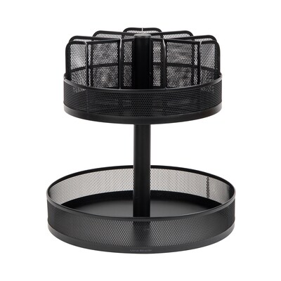 Mind Reader Metal 2-Tier Carousel Countertop Organizer Snack Tray, Black (SNACKMESH-BLK)