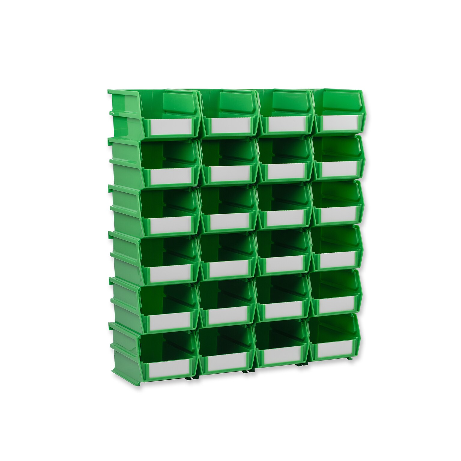 Triton Products LocBin Small Stackable Plastic Storage Bin, 3 x 4.125x 5.375, 1.15 Qt., Green, 24/Pack (3-210GRN)