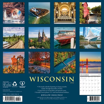 2026 Willow Creek Wisconsin 12 x 12 Monthly Wall Calendar (55618)