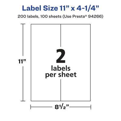 Avery Laser/Inkjet Multipurpose Labels, 4.25" x ", Glossy White, 200/Box (94266)