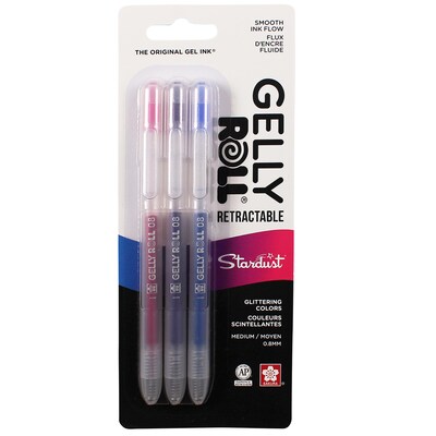 Sakura Stardust Retractable Pen, Liquid Ink, Assorted Ink, 3/Bundle (SAK50603-3)
