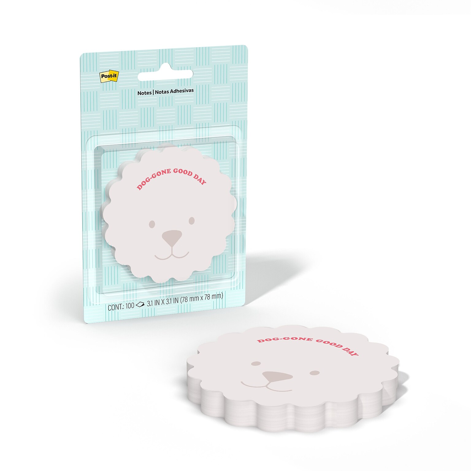Post-it Cute Dog Sticky Notes, 3.1 x 3.1, Multicolored, 100 Sheets/Pad (PET-DC-3)