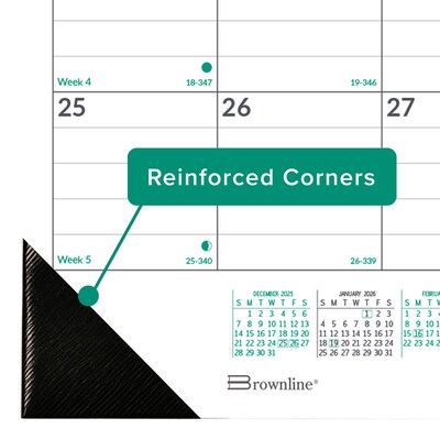 2026 Brownline EcoLogix 22" x 17" Monthly Desk or Wall Calendar, White/Green (C177437)