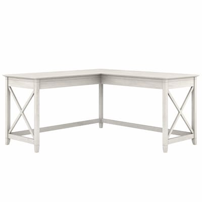 Bush Furniture Key West 60W L Shaped Desk, Linen White Oak (KWD160LW-03)