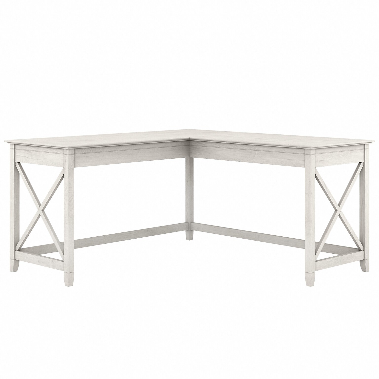 Bush Furniture Key West 60W L Shaped Desk, Linen White Oak (KWD160LW-03)