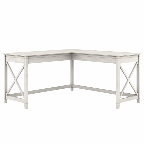 Bush Furniture Key West 60 L-Shaped Desk, Linen White Oak (KWD160LW-03)