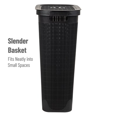 Mind Reader 10.57-Gallon Hamper with Lid, Plastic, Black (40FABHAMP-BLK)